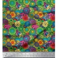 thumbnail image 1 of Soimoi Rayon Fabric Colorful Flowers Clip Art Print Sewing Fabric Yard 56 Inch Wide, 1 of 3