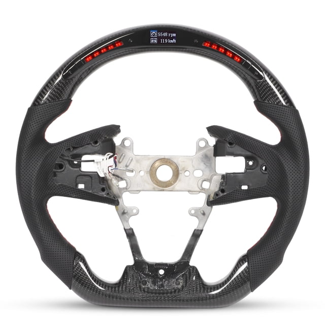 Car Steering Wheel, Carbon Fiber LED Display Perforated Leather Racing Steering Wheel For Modification