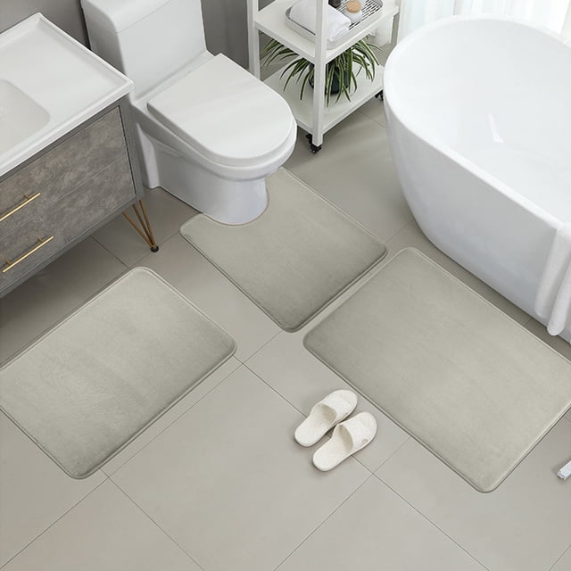 Fiudx Alfombras Para Salón Juego De Franela De Tres Piezas, Alfombrilla Absorbente Para Baño, Alfombrilla De Esponja Gruesa Para Suelo, Alfombra De Baño, Alfombrilla Antideslizante Para Puerta De Bañ
