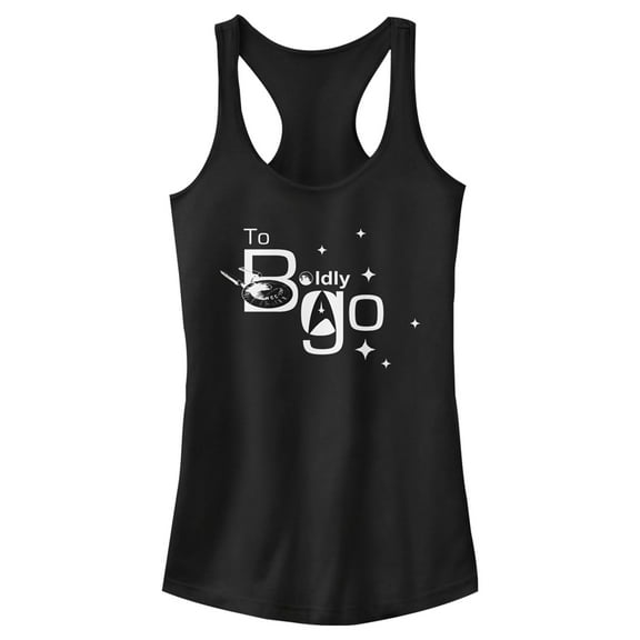 Junior's Star Trek: The Original Series To Boldly Go Shine  Racerback Tank Top Black X Large