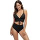 thumbnail image 1 of Trajes de baño sexy de cintura alta de 2 piezas para mujer, bikini con cuello en V profundo con cordón, trajes de baño para mujer con correa ajustable, XL, 1 of 5