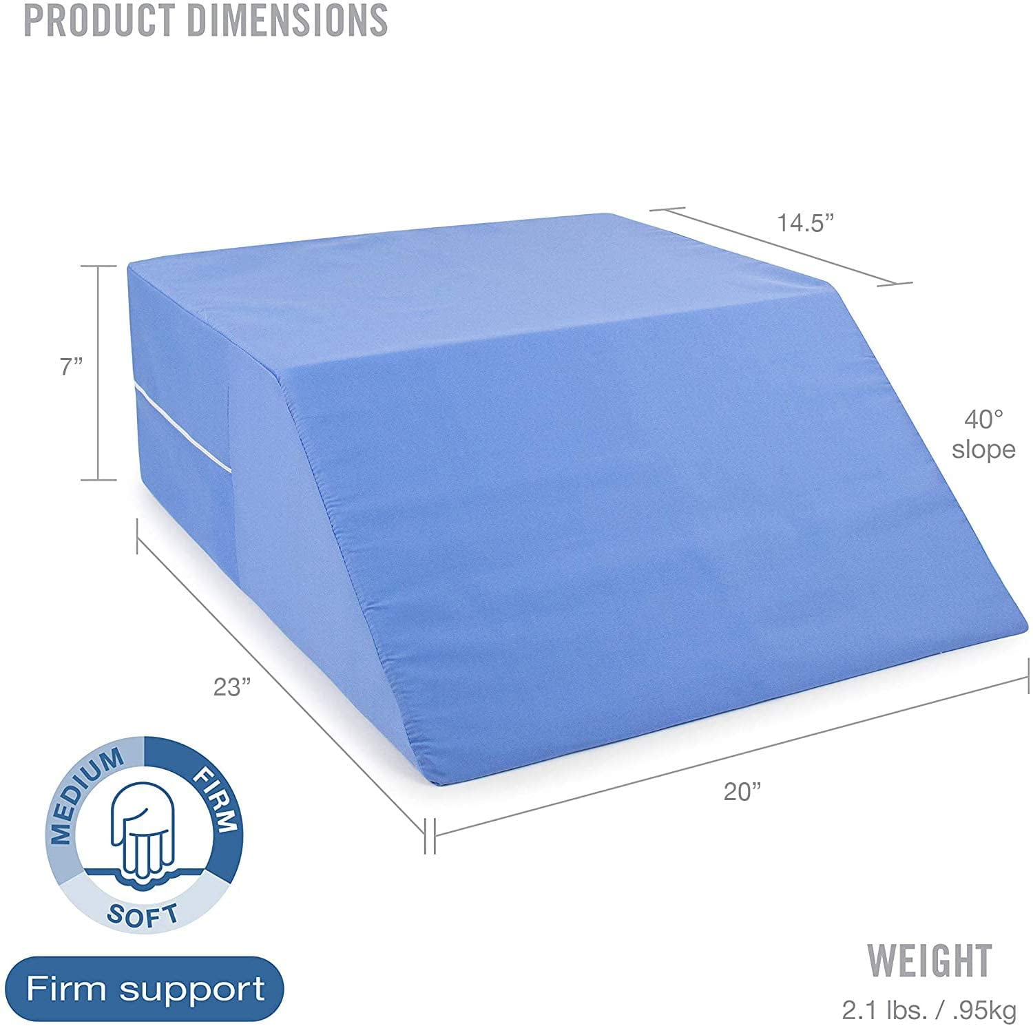 Firm Leg Wedge Pillow for Back Pain Relief, High-Density Foam, Bed Wedge Pillow For Legs Elevation, Knee Pain, Post Surgery Pillow, Circulation and Swelling, Pregnancy