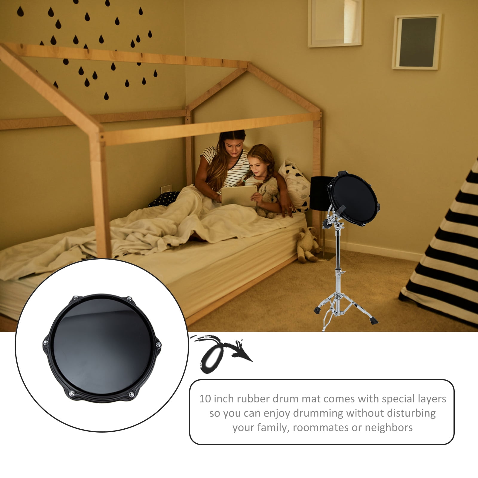 Squalise Drum Practice Pad Drum Metronome Drummer Practice Drum Pad for Beginners