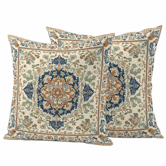Southwestern Outdoor Waterproof Pillow Covers, Heritage Antique Boho-Chic Country Decorative Square Throw Pillowcase Sofa Cushion Sham for Patio/Couch/Chair, 24"x24" 2 Pack