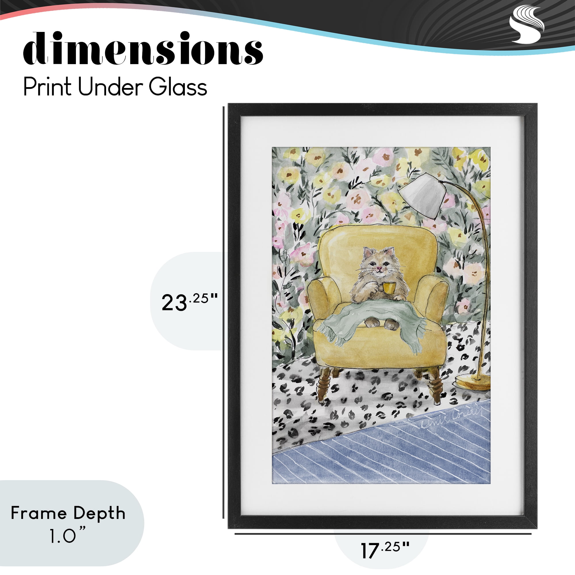 Stupell Industries Cozy Cat Corner Black Framed Print Under Glass, design by Lanie Loreth