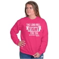thumbnail image 4 of Breast Cancer Lord Will Fight For You Women Crewneck Sweatshirt Brisco Brands S, 4 of 6