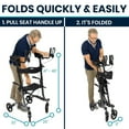 thumbnail image 5 of Vive Mobility Upright Walker with Seat for Seniors – Folding Stand Up Rollator Walker, Heavy Duty Medical Mobility Aid with Arm Rests for Elderly Women and Men, Blue, 5 of 9
