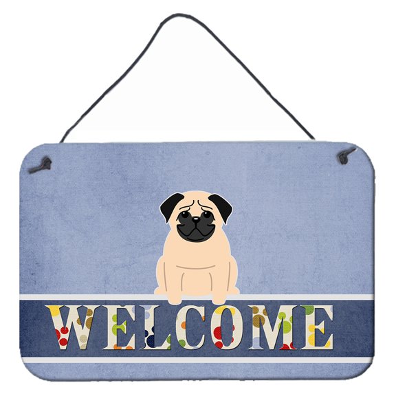 Carolines Treasures BB5589DS812 Pug Fawn Welcome Wall or Door Hanging Prints