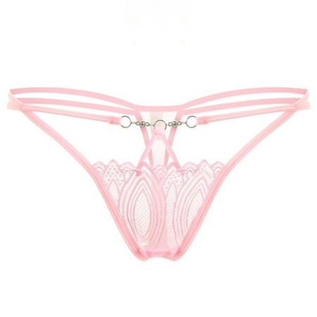 

Briefs For Women Underwear Women Panties Thong Low Waist Lace Hollow Panties Pink One Size 3pcs