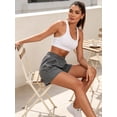 thumbnail image 6 of NELEUS Womens Athletic Shorts Workout Gym Shorts 5.5" Casual Lounge Set with Zipper Pockets 3 Pack,Black+Gray+Blue,US Size S, 6 of 12