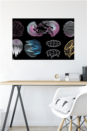 Retrofuturistic Shapes Wall Poster, 22.375" x 34"