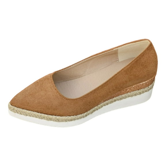 Xiaoxatg Stylish Women's Casual Shoes Comfortable Suede -On Pointed Toe Espadrille for Everyday Wear and Leisure Activities 8.5 Brown