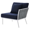 thumbnail image 6 of Lounge Sectional Sofa Chair Table Set, Navy White, Aluminum, Metal, Fabric, Modern Contemporary, Outdoor Patio Balcony Cafe Bistro Garden Furniture Hotel Hospitality, 6 of 10