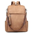 thumbnail image 1 of Mochila para portátil FADEON Leather para mujer 15.6 pulgadas, marrón camel, 1 of 9