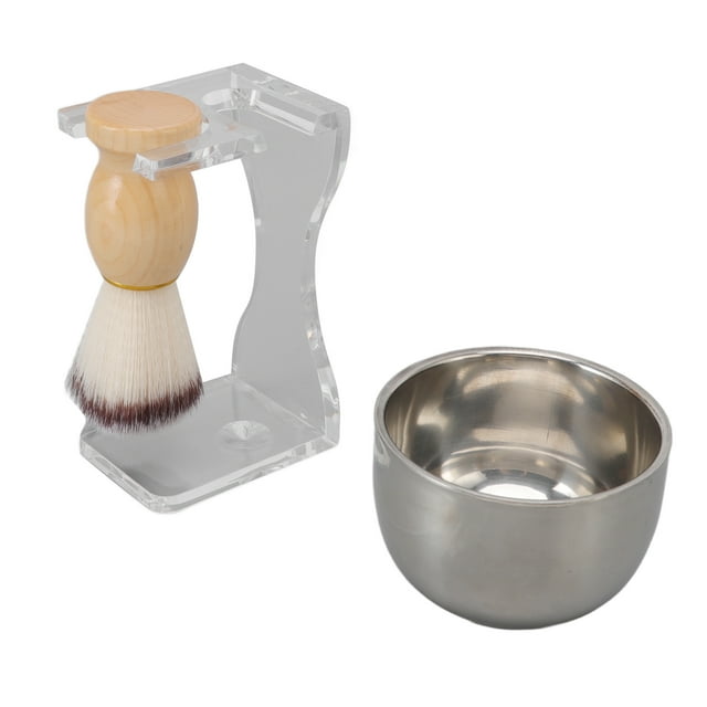 Ensemble de Brosses à Raser pour Hommes 3 Pcs Support de Brosse en Acrylique Bol à Bulles Kit de Brosses à Poils en Nylon