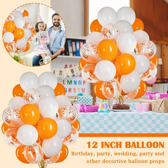 12 Inch Orange Confetti Balloons For Orange Party Decoration, 50 Pack