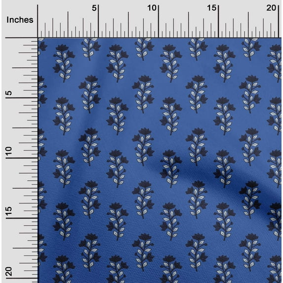 oneOone Viscose Jersey Fabric Leaves & Floral Block Print Sewing Fabric BTY 60 Inch Wide