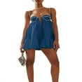 thumbnail image 1 of Women Loose Spaghetti Strap Dress Rhinestone Cutout Cocktail Party Mini A-line Dresses, 1 of 5