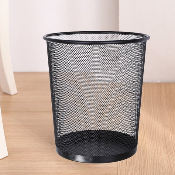 Kabnic Mesh Round Wastebasket, 4Gal Large Capacity Trash Can, Wastepaper Basket for Bathroom, Kitchen, Bedroom, Office | Black