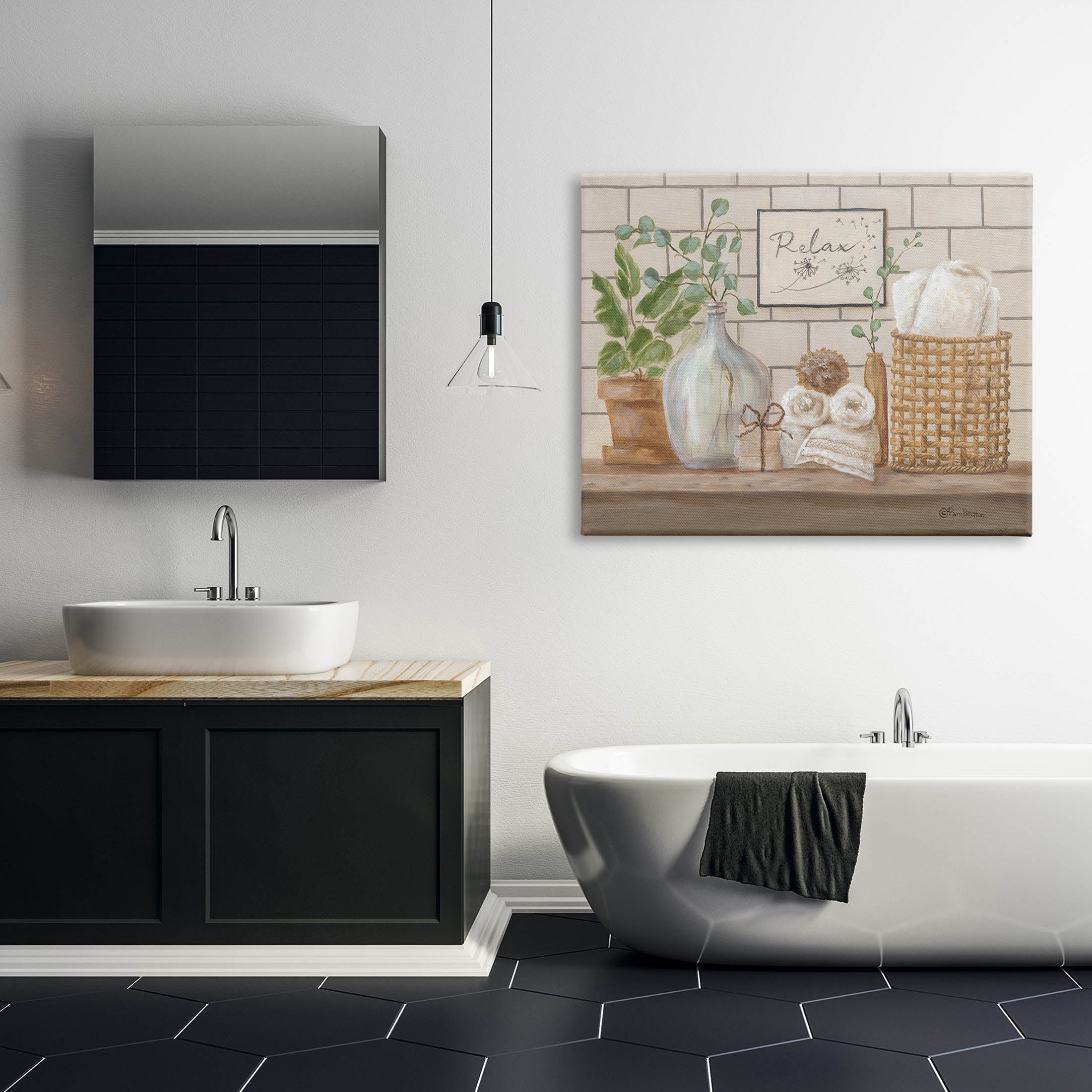 Stupell Industries Uplifting Bathroom Spa Relax Scene Painting Gallery Wrapped Canvas Print Wall Art, Design by Pam Britton