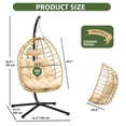 thumbnail image 4 of Uforic Hanging Egg Chair Swing with Cushion 330lbs for Patio, Bedroom, Garden and Balcony, Beige, 4 of 10
