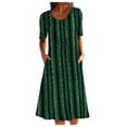 thumbnail image 1 of QIPOPIQ Robes pour Femmes avec Poches Manches Courtes Col Rond Robes Décontractées Tendance Robe d'Été Robe Imprimée Décontractée Robe Ample Offres 2023, 1 of 8
