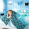 thumbnail image 5 of Homewish Cyan Bowknot Full Size Bedding Sets for Princess Girls, Glitter Cheetah Print Full Size Bed in a Bag, Polka Dots Reversible, 7 Pieces, 5 of 7