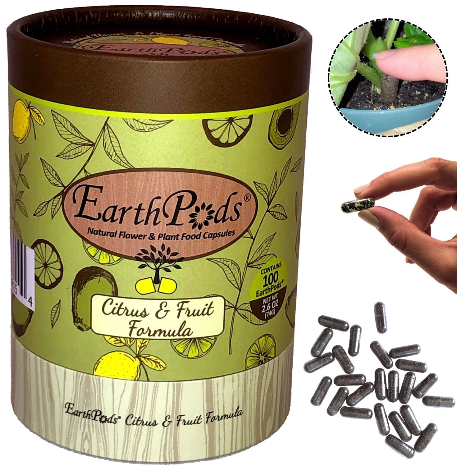 EarthPods® CITRUS & FRUIT Organic Plant Food Spikes (100 Fertilizer Capsules)