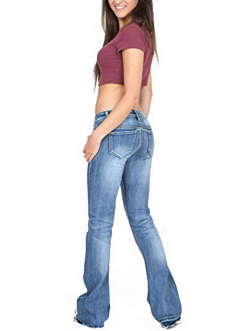 【Anyone more】Eiffel Low Bootcut Washed Denim Pants DYMADE Women Washed Bootcut Jeans Low Rise Flare Denim Pants