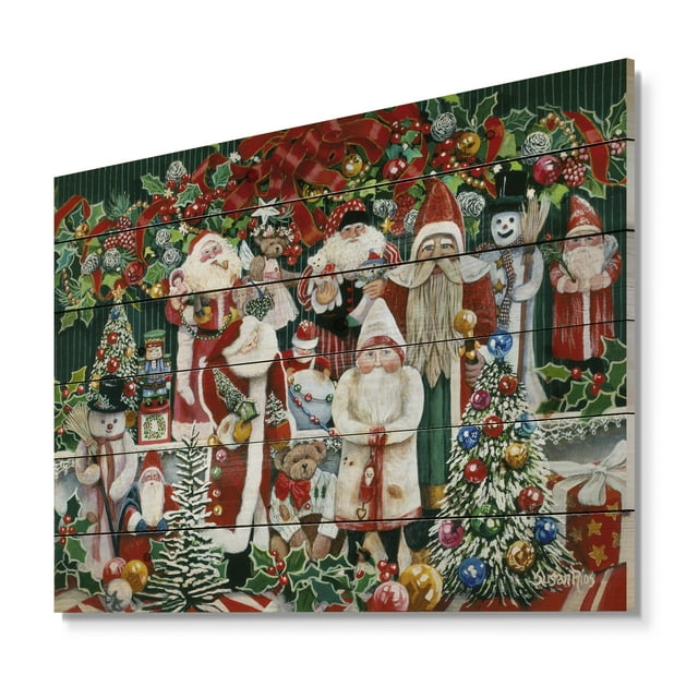 Design Art - Santa Claus Family with Christmas bear and presents