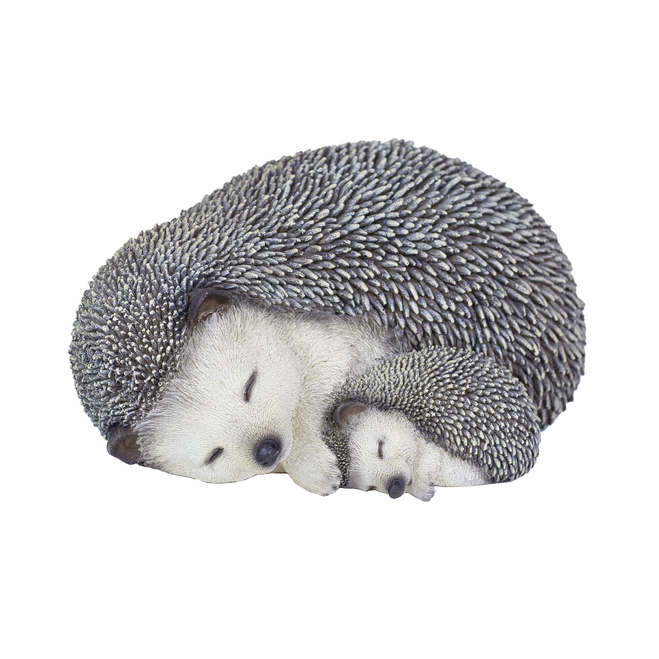 SOREAL Off-white Sleeping Mother Baby Hedgehog Decorative Figurine for Home & Office Décor, Handcrafted Resin Statue, Weather-Resistant Indoor/Outdoor Decor