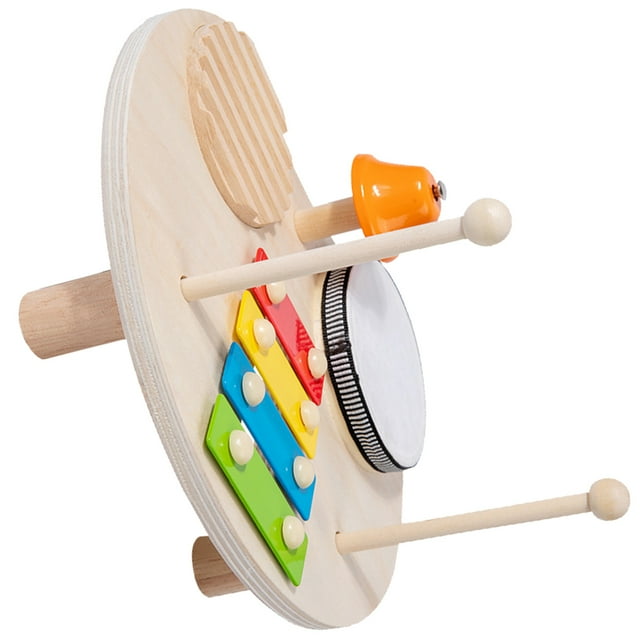Phenofice 1 Set Percussion Instrument Xylophone Drum Kit Wood .9*5.9*2in Music Learning Rhythm Training
