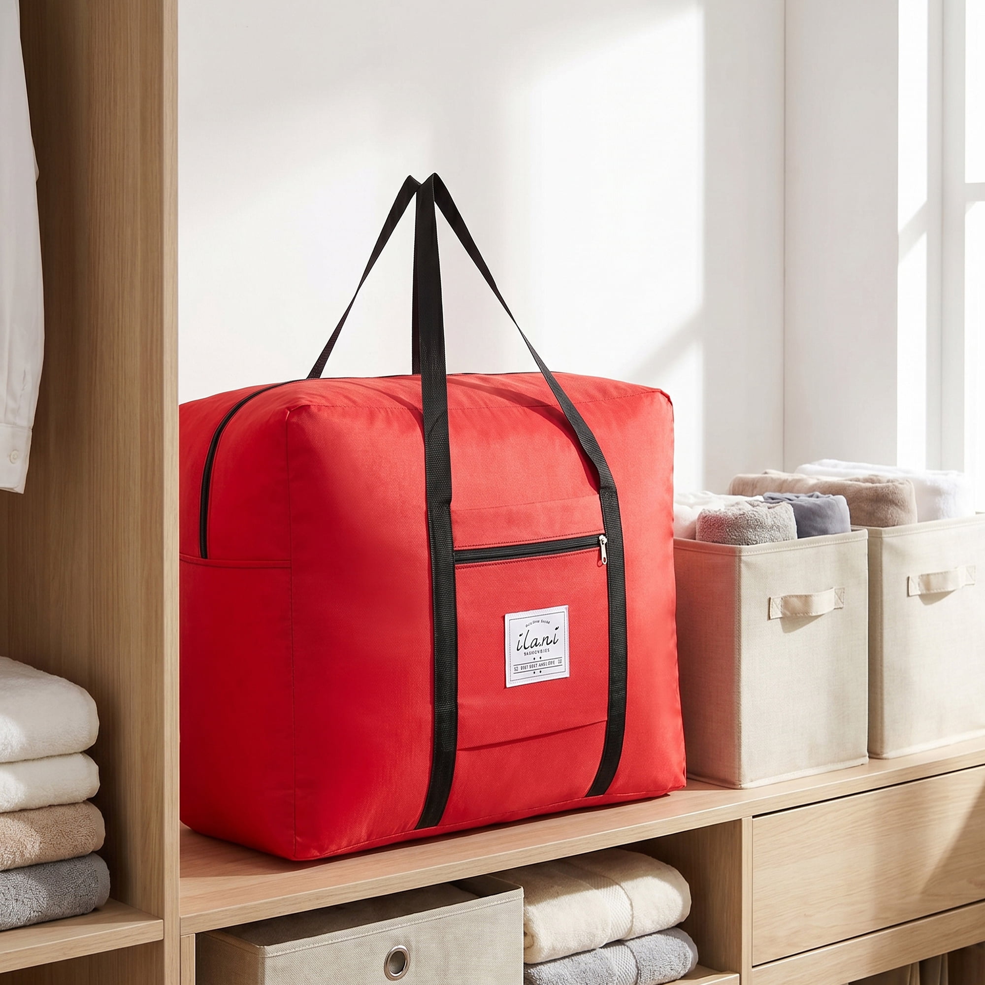 Unique Bargains Extra Large Oxford Travel Storage Bag for Organizing Red 20.1" x 16.1" x 10.2"