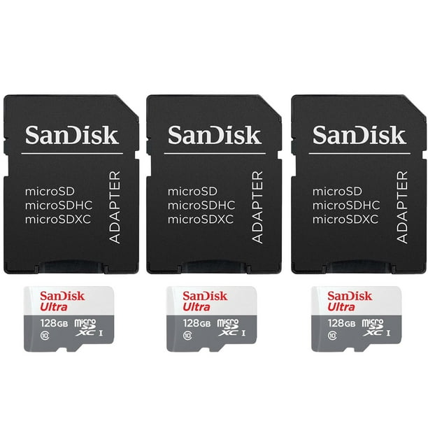 3 Packs SanDisk 128GB Ultra UHSI microSDHC Memory Card with SD Adapter