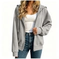thumbnail image 4 of NominalSnug Zip up Hoodies for Women Full Zip up Long Sleeve Shirts Drawstring Hooded Sweatshirts with Pockets, 4 of 8