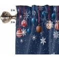 thumbnail image 2 of Blue Christmas Kitchen Curtains and Valances Set, Rod Pocket Curtains Tier Farmhouse Window Curtains 24 Inch Length, Winter Snowflake Xmas Ball Stripes 3 Piece Kitchen Curtains Set, 2 of 6