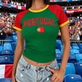 thumbnail image 2 of Gsakboxl Shirts for Women Women Retro World Cup National Flag Fan Support Cropped Short Sleeve T Shirt Soft Breathable Lightweight Casual Going Out Summer Fashion Top For Sports Supporters Green XL, 2 of 8