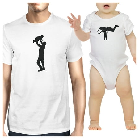 

Silhouette Father Child White Matching Shirts For Dad and Baby Boy
