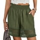 thumbnail image 3 of Pantalones cortos casuales con cintura elástica, pantalones cortos holgados con doble bolsillo y encaje de cintura alta para mujer, pantalones cortos holgados de cintura alta, estética elegante, 3 of 6