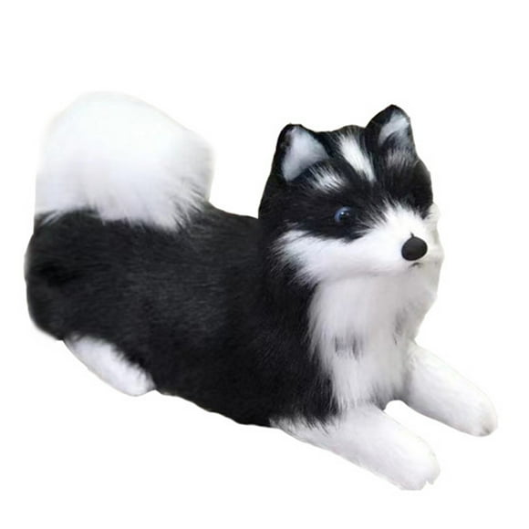 Amdohai Simulation dog decoration toy new creative jewelry props simulation husky dog sleeping dog model dog factory direct sales Black prone Husky