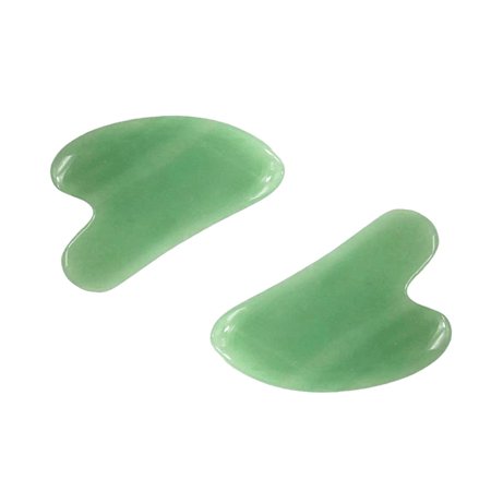 2 Pieces Gua Sha Facial tools Green Jade Stone Guasha Massage suit for Face Body SPA Face to Lift Decrease Puffiness
