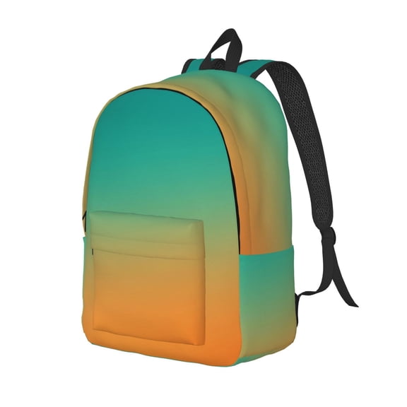 Ratiio Orange To Teal Gradient1 Print Canvas Backpack for Women & Men Retro Aesthetic Rucksack Basic Backpack for High School/College Students Travel Laptop Bag
