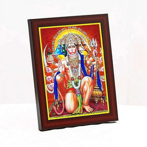 zig zag Lord Panchmukhi Hanuman Ji Photo Frame For Wall Table Size Small (6x8 inches, Acrylic Glass)