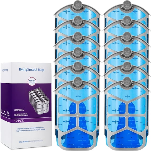 BANIRO 12 Pcs Plastic Indoor Fruit Fly Trap and Gnat Trap Cartridges Fruit Fly Traps for Indoors