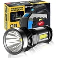 thumbnail image 1 of Linterna LED de alto lúmenes - Linterna recargable por USB para acampar, hacer senderismo y caminar - Potente linterna de emergencia con 4 modos para uso en exteriores, 1 of 4