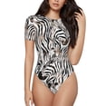 thumbnail image 1 of Balery Leopard And Zebra Body de cuello redondo de manga corta para mujer Tops de manga corta Tops básicos-Medium, 1 of 7