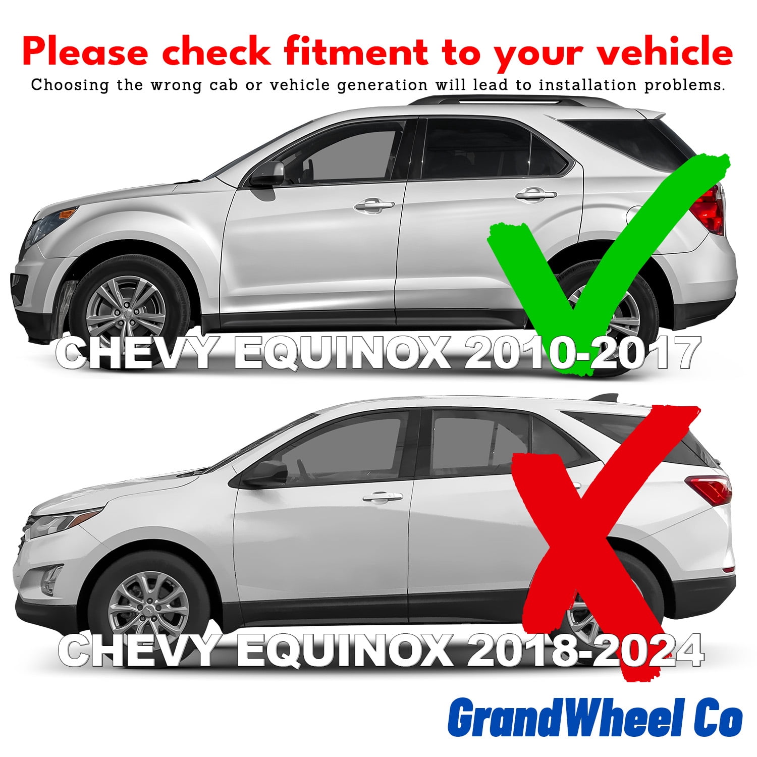 GrandWheel Co Window Deflectors Smoke Tinted In-channel Side Window Vent Visor Deflectors Rain Guards Compatible with Chevrolet (Chevy) Equinox 2010-2017 - 4 pcs. GW0958
