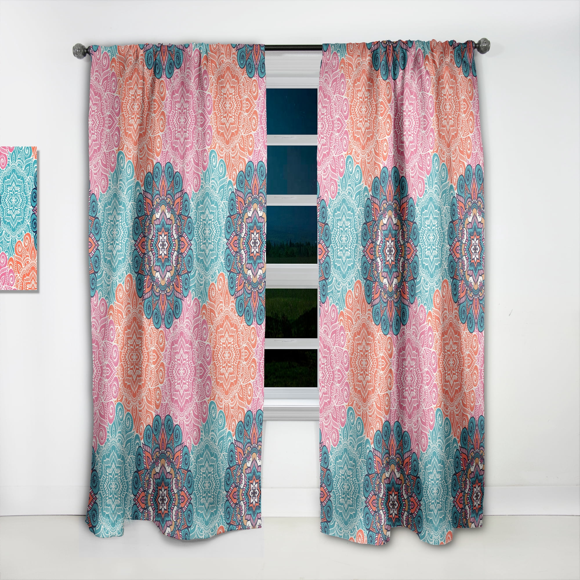 Designart 'Blossom Pink XXI' Bohemian & Eclectic Curtain Panel