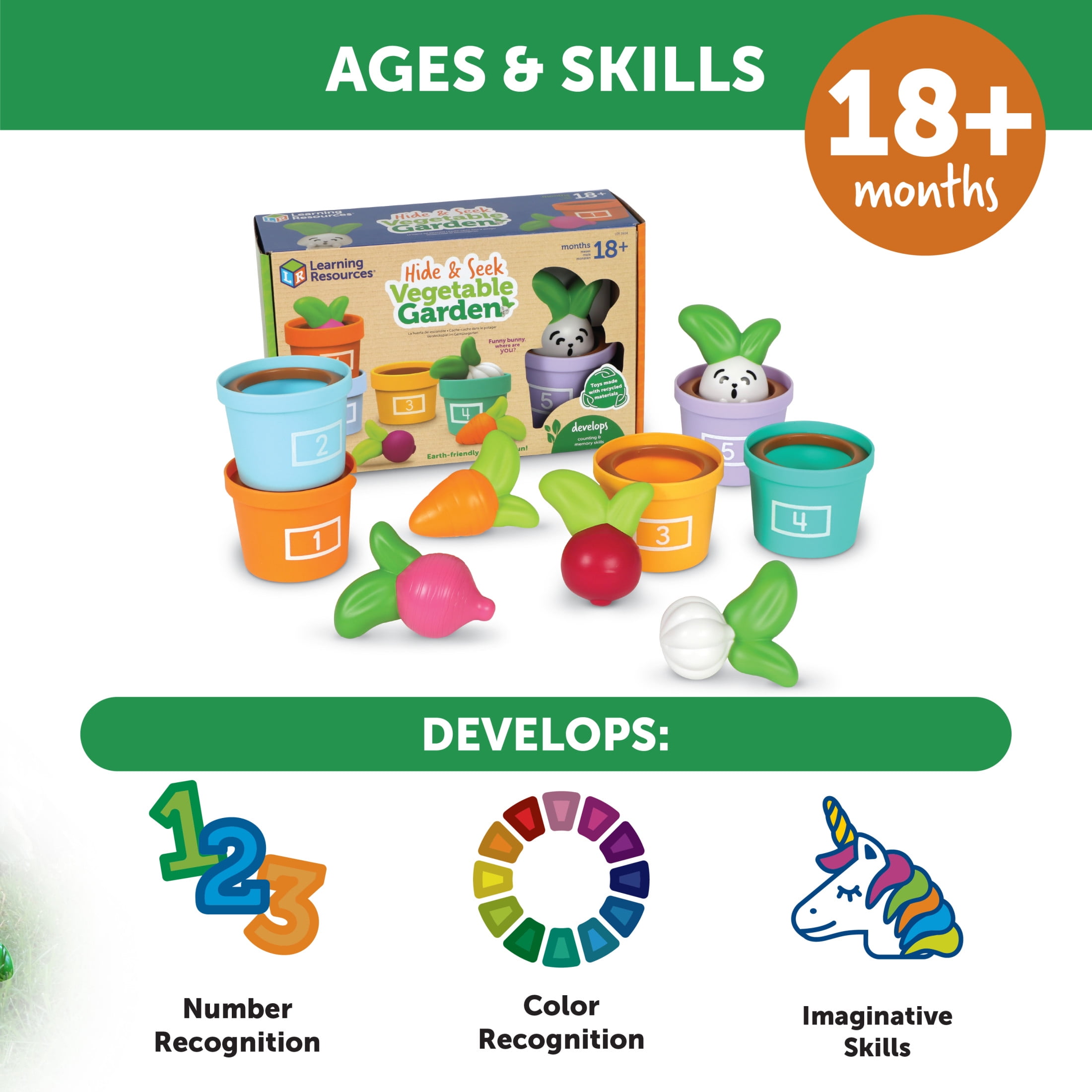 Learning Resources Hide & Seek Vegetable Garden, 10 Pieces, Ages