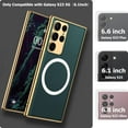 thumbnail image 6 of Compatible with Magsafe Wireless Charger Samsung Galaxy S23 Case Leather,Shockproof Hybrid Plating Leather Silicone TPU Case Samsung S23 Phone Case Magnetic,Samsung S23 Case for S23 Green Case, 6 of 14